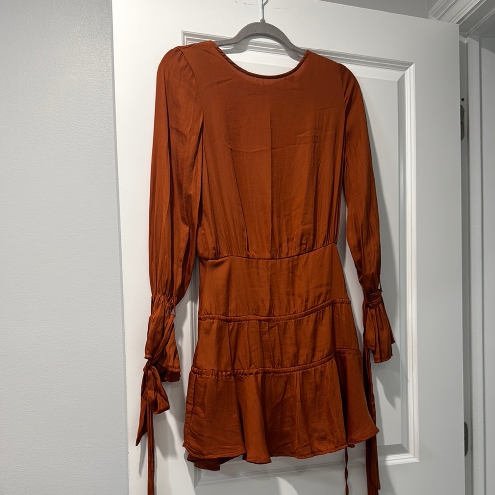 Chic Long Sleeve Rust Dress